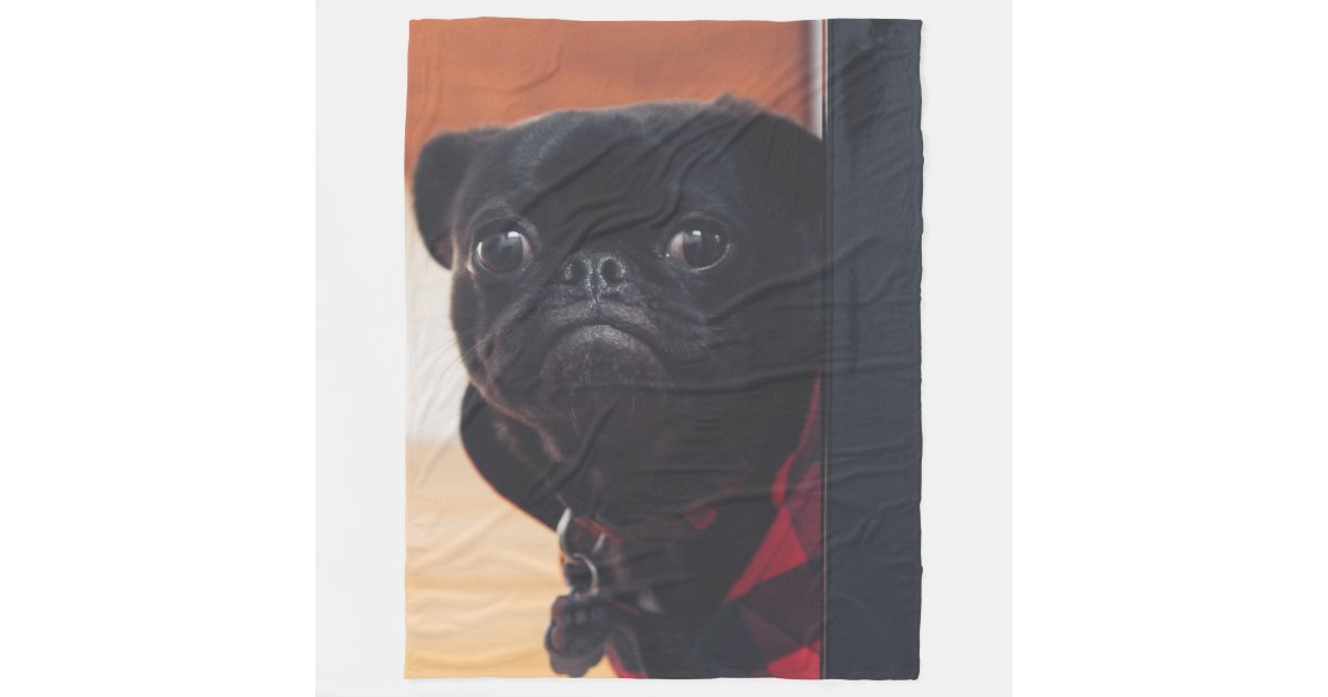 BLACK PUG FLEECE BLANKET Zazzle