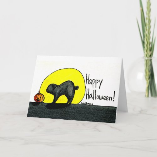 Black Pug Halloween Card