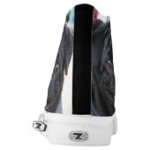 Black Pug high top tennis shoes (Left Shoe Back)