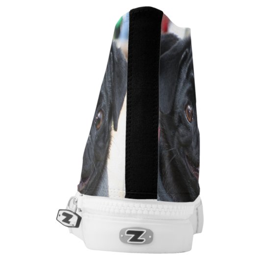 Black Pug  high top tennis shoes (Left Shoe Back)