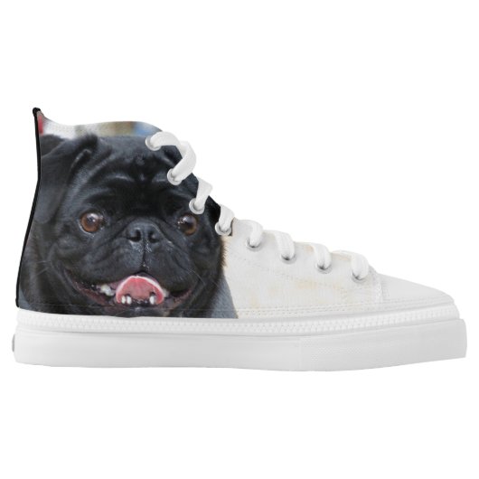 Black Pug  high top tennis shoes (Left Shoe Inside)