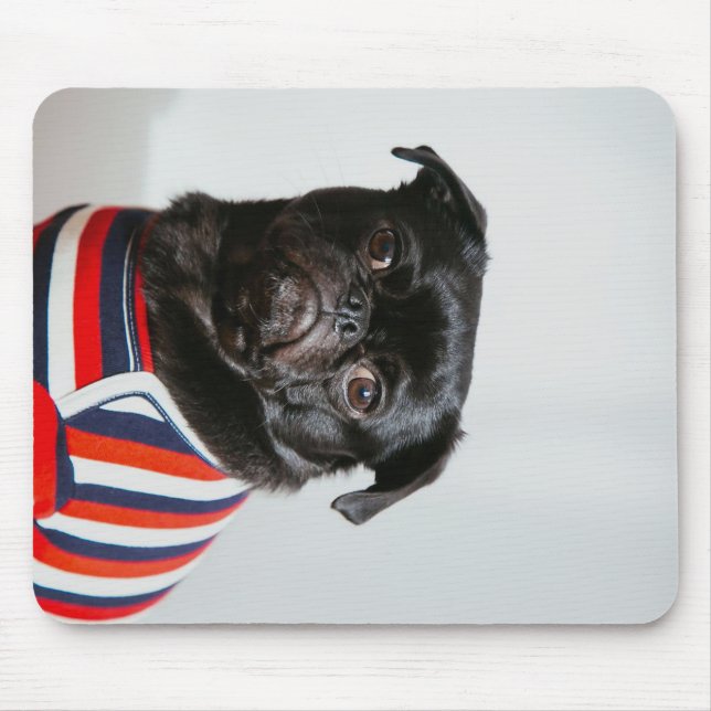 Black Pug In A Sweater Blanket Mouse Pad (Front)