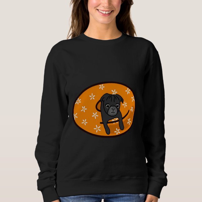 Black Pug in Orange Inner Tube Classic T-Shirt 817 Sweatshirt (Front)