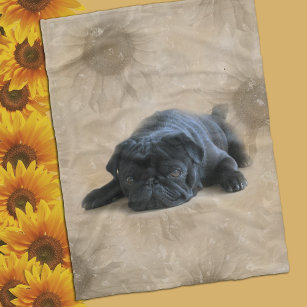 Black Pug Lover Dog Fleece Blanket