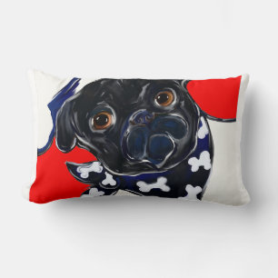 BLACK PUG LUMBAR PILLOW