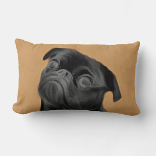 Black Pug Lumbar Pillow