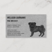 Black Pug Mops Cartoon Dog Kennel Pug Breeder Business Card (Back)