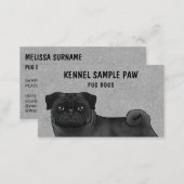 Black Pug Mops Cartoon Dog Kennel Pug Breeder Business Card (Front/Back)