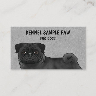 Black Pug Mops Cartoon Dog Kennel Pug Breeder Business Card