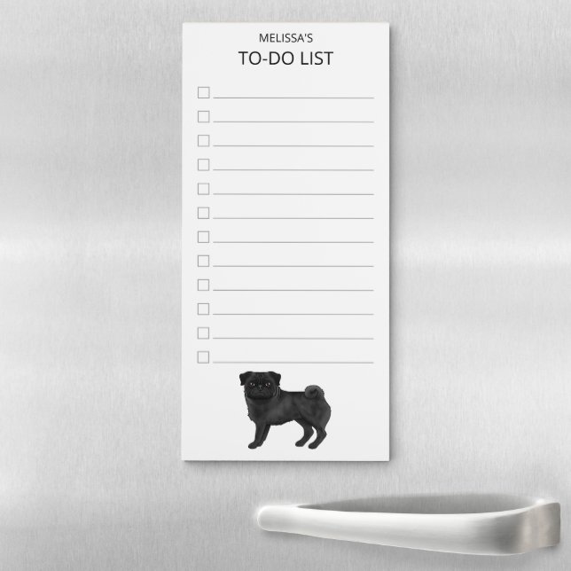 Black Pug Mops Cute Dog Breed Design To-Do List Magnetic Notepad (In Situ)