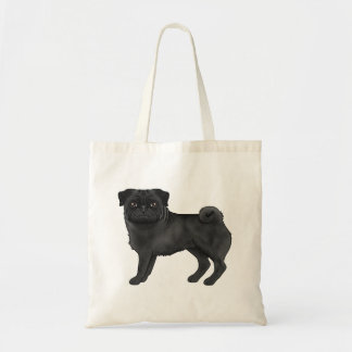Black Pug Mops Dog Breed Design Cute Illustration Tote Bag