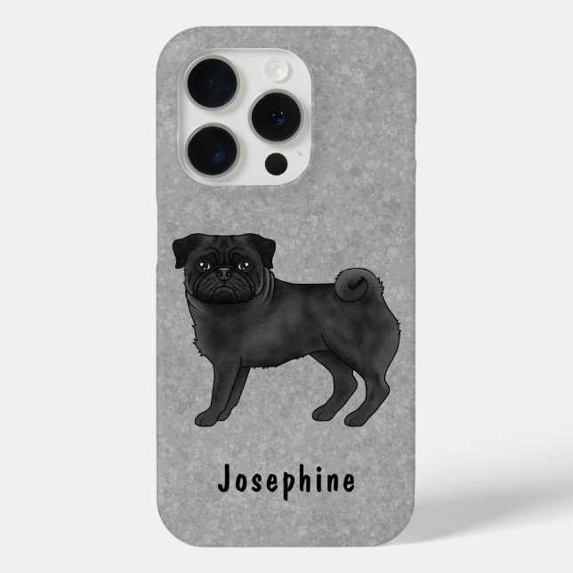 Black Pug Mops Dog Breed Illustration With A Name Case-Mate iPhone Case (Back)