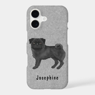 Black Pug Mops Dog Breed Illustration With A Name iPhone 17 Case