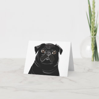 Black Pug Note Card