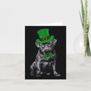 Black Pug Patricks Day Hat Funny St Patricks Day D Card