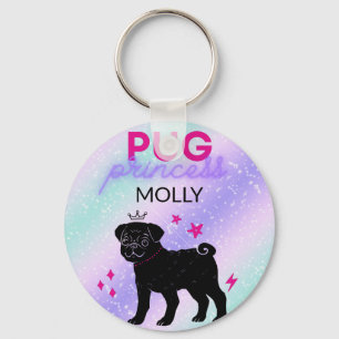 BLACK" PUG PRINCESS" KEYCHAIN
