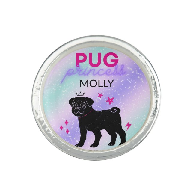 BLACK" PUG PRINCESS"    RING (Front)