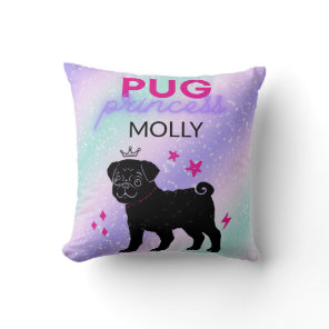 BLACK" PUG PRINCESS" THROW PILLOW PERSONALIZED.