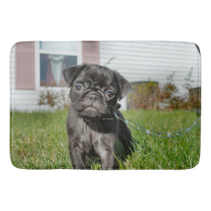 Black pug puppy bath mat