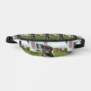 Black pug puppy fanny pack