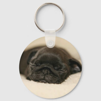 Black Pug Puppy Sleeping Keychain