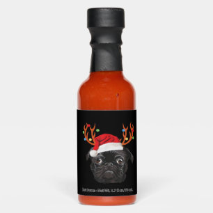 Black Pug Santa Christmas Reindeer Christmas Light Hot Sauces