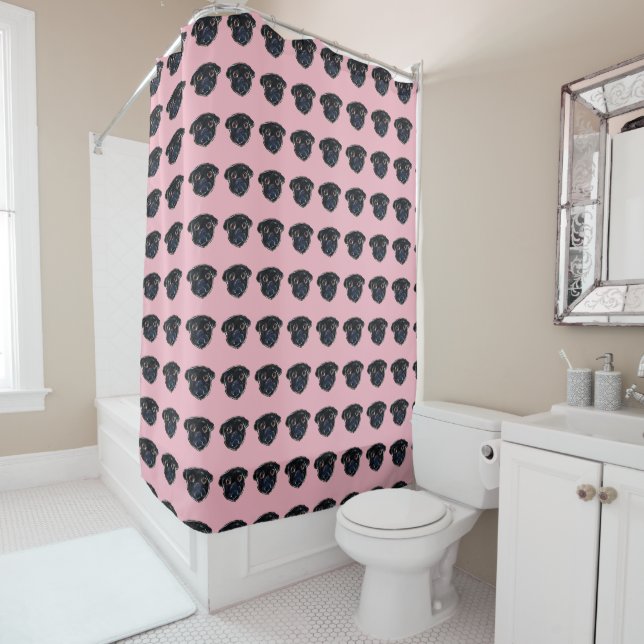 Black Pug Shower Curtain (In Situ)
