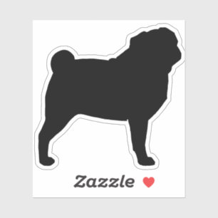 Black Pug Silhouette Dog Breed Vinyl Sticker