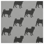 Black Pug Silhouette - Simple Vector Design Fabric