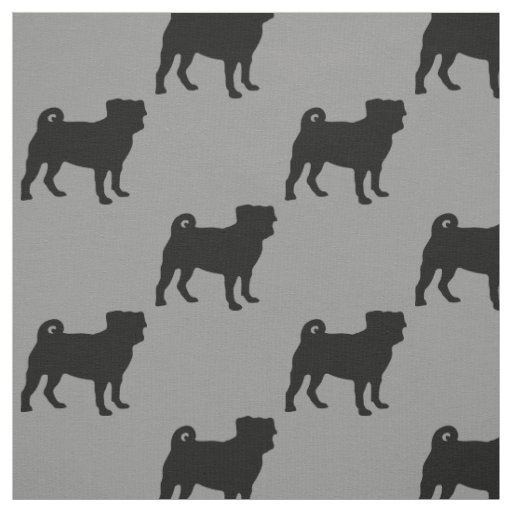Black Pug Silhouette - Simple Vector Design Fabric