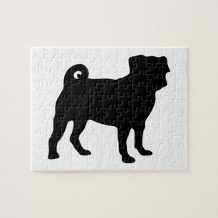 Black Pug Silhouette - Simple Vector Design Jigsaw Puzzle