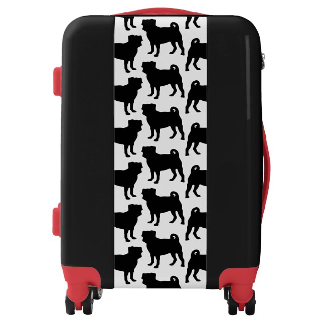 Black Pug Silhouette - Simple Vector Design Luggage (Front)