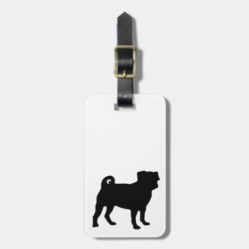 Black Pug Silhouette _ Simple Vector Design Luggage Tag