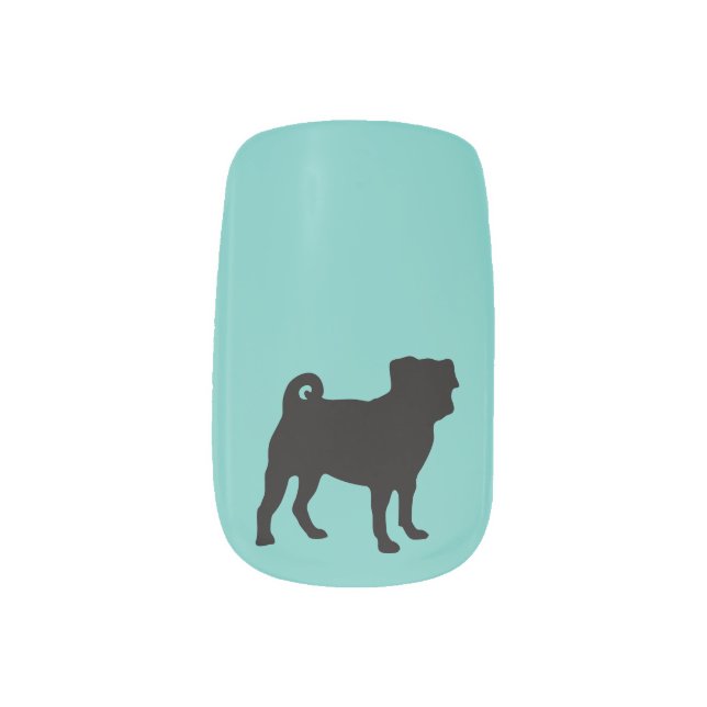 Black Pug Silhouette - Simple Vector Design Minx Nail Wraps (Right Thumb)
