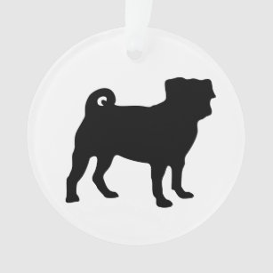 Black Pug Silhouette - Simple Vector Design Ornament