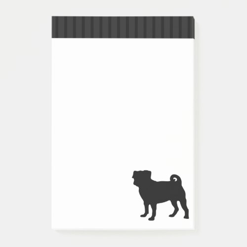 Black Pug Silhouette _ Simple Vector Design Post_it Notes