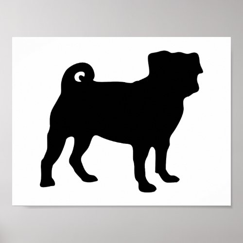 Black Pug Silhouette _ Simple Vector Design Poster