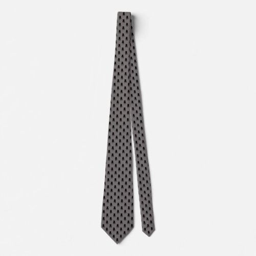 Black Pug Silhouettes on Grey Background Tie