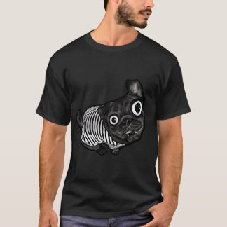 Black pug striped T-Shirt