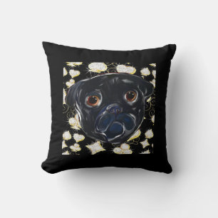 Black Pug Throw Pillow