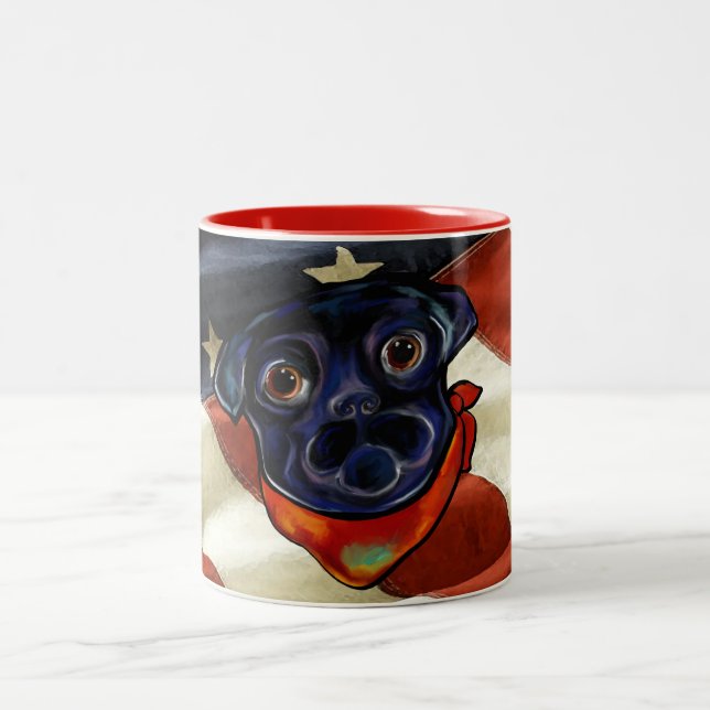 BLACK PUG Two-Tone COFFEE MUG (Center)