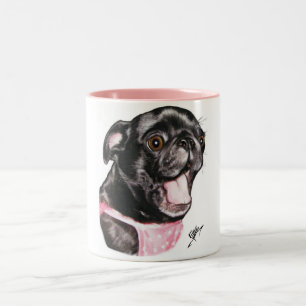 Black Pug Whassup?! Two-Tone Coffee Mug