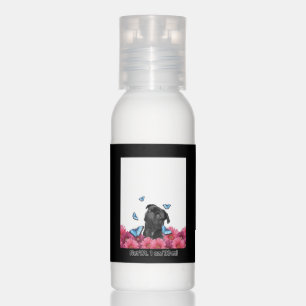 Black Pug With Blue Butterflies And Gerberas Hand Lotion