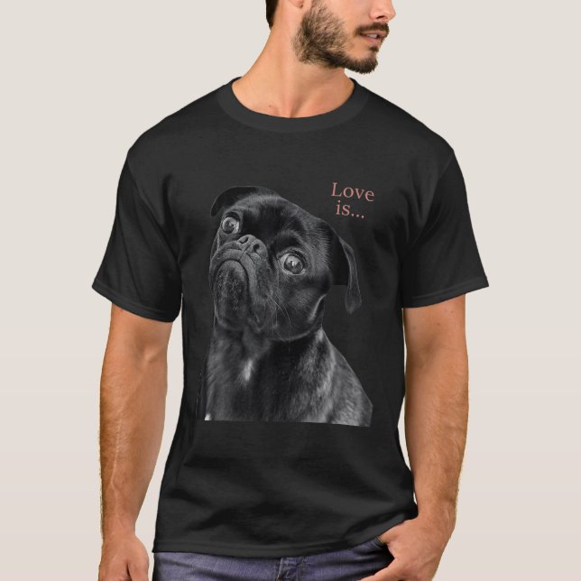 Black Pug Women Men Pug Mom Dad Life Tee Love Dog (Front)