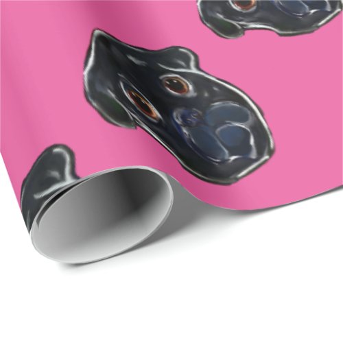 Black Pug Wrapping Paper