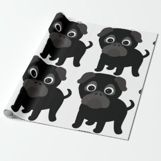 Black Pug Wrapping Paper
