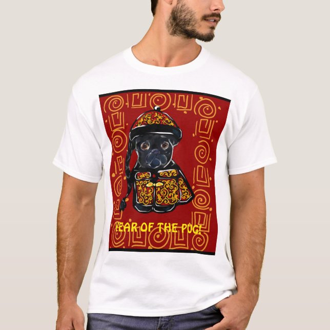 Black Pug Year of the Dog T-Shirt (Front)