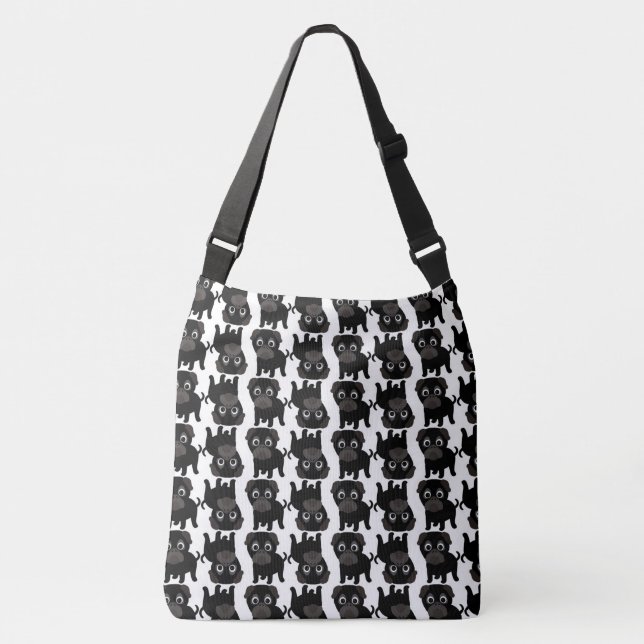 Black Pugs Crossbody Bag (Front)
