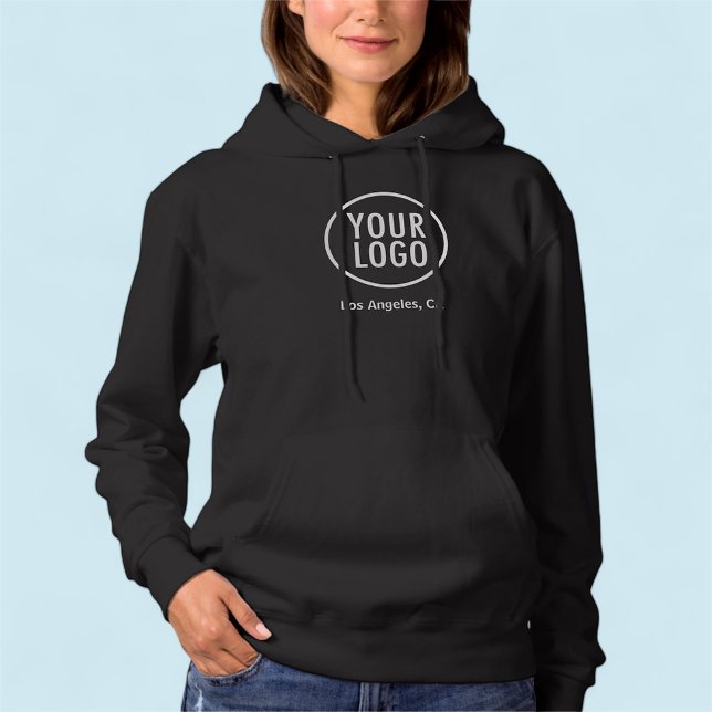 Black Pullover Hoodie Custom Business Logo Unisex (MISOOK Black Hoodie with Logo)