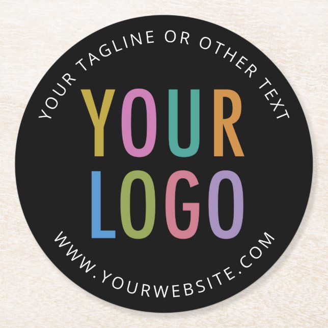 Black Pulpboard Coasters with Business Logo Bulk (Front)